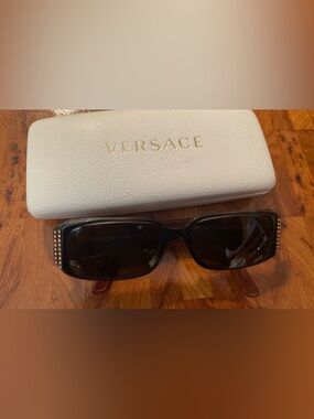 Vintage Versace Black & Brown Sunglasses Frames. Mod 3017. Case Included.